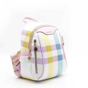 Дамска раница Silver&Polo Lila Pembe Ekose от водоустойчива еко кожа в розово каре