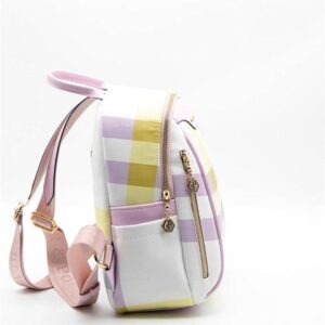 Дамска раница Silver&Polo Lila Pembe Ekose от водоустойчива еко кожа в розово каре