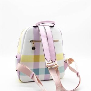 Дамска раница Silver&Polo Lila Pembe Ekose от водоустойчива еко кожа в розово каре