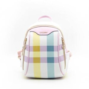 Дамска раница Silver&Polo Lila Pembe Ekose от водоустойчива еко кожа в розово каре