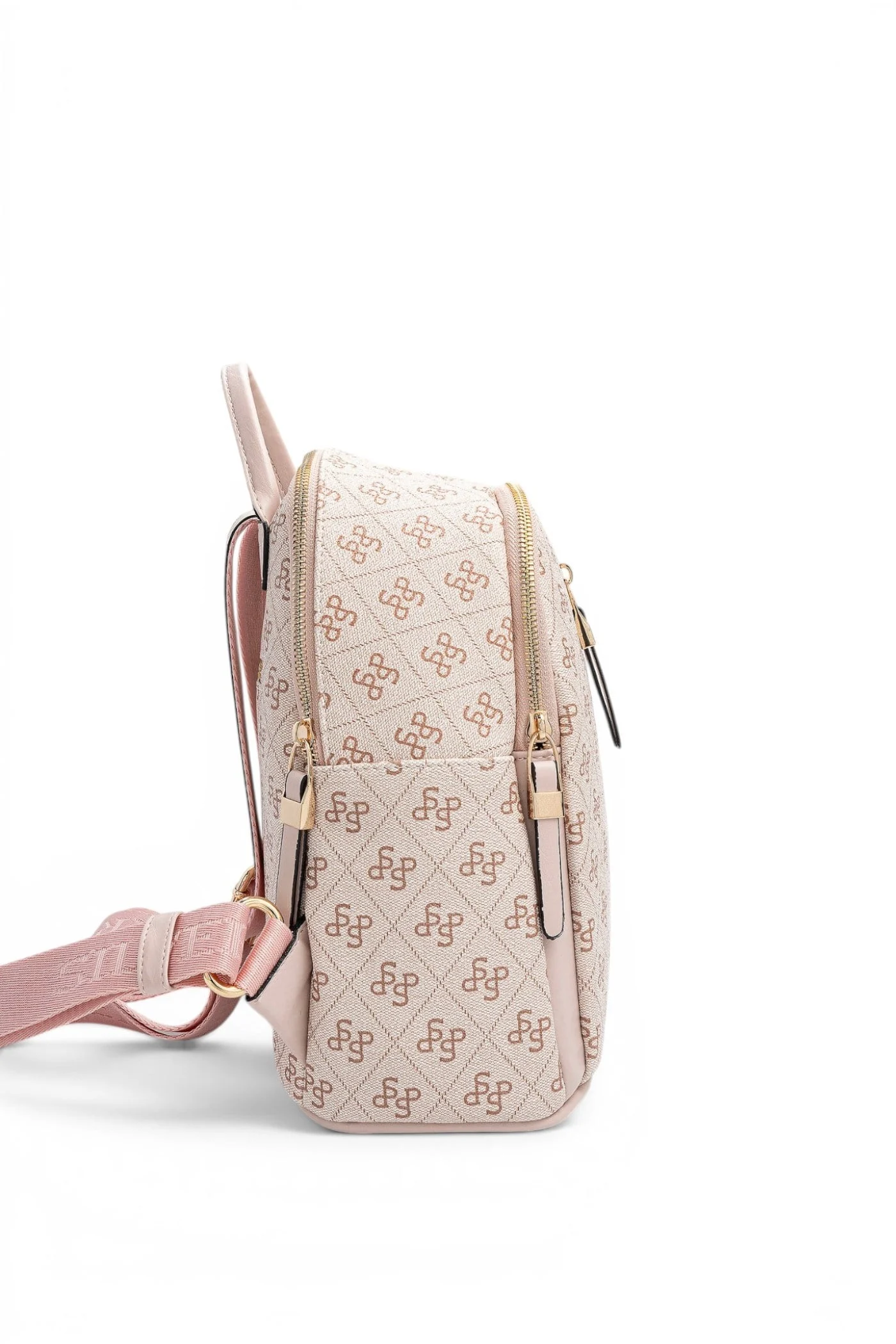 Silver Polo Pembe - Pudra Monogram Kadın Sırt Çantası SP901 2