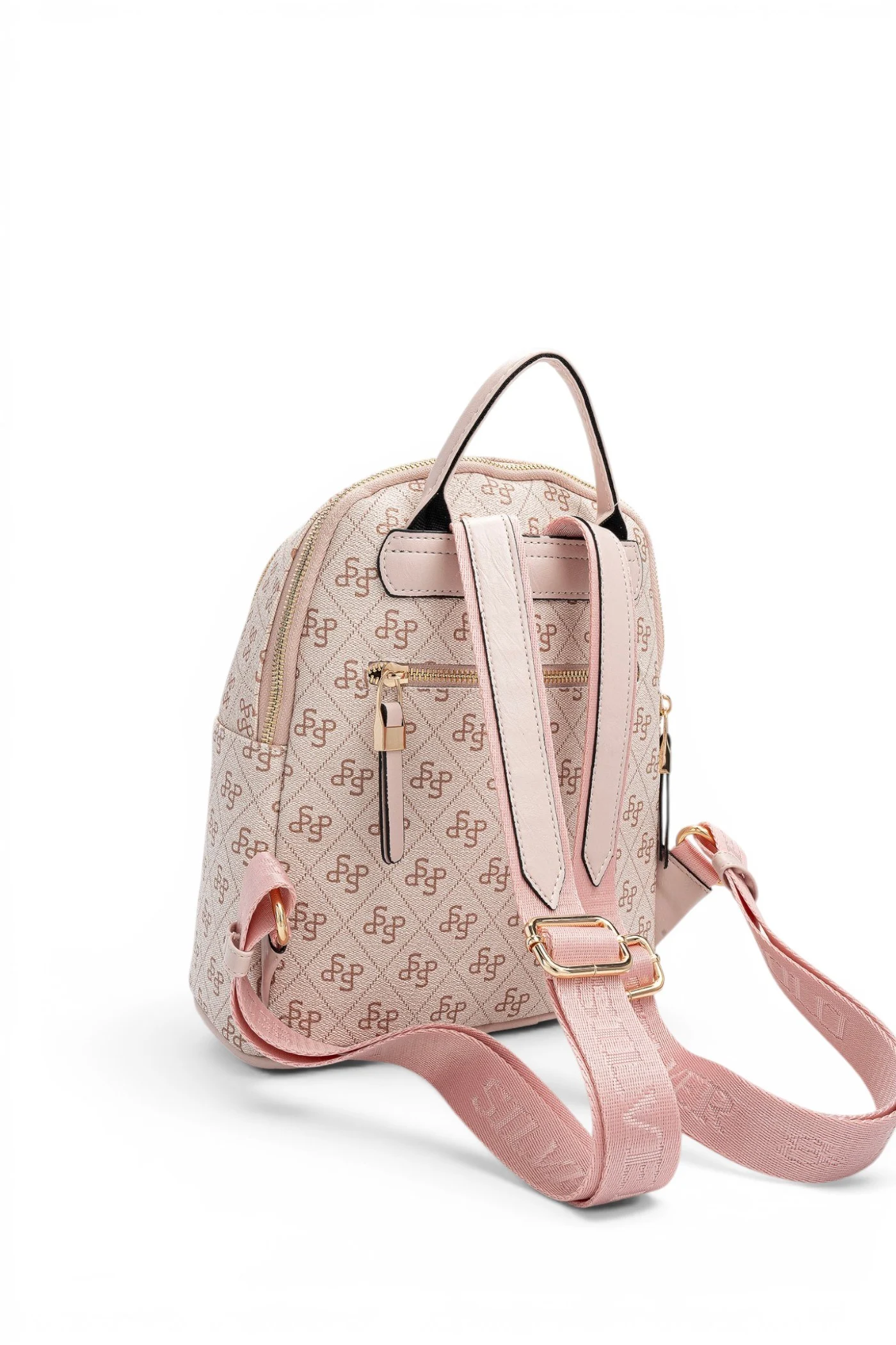 Silver Polo Pembe - Pudra Monogram Kadın Sırt Çantası SP901 3