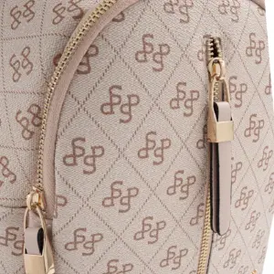 Silver Polo Pembe - Pudra Monogram Kadın Sırt Çantası SP901 4