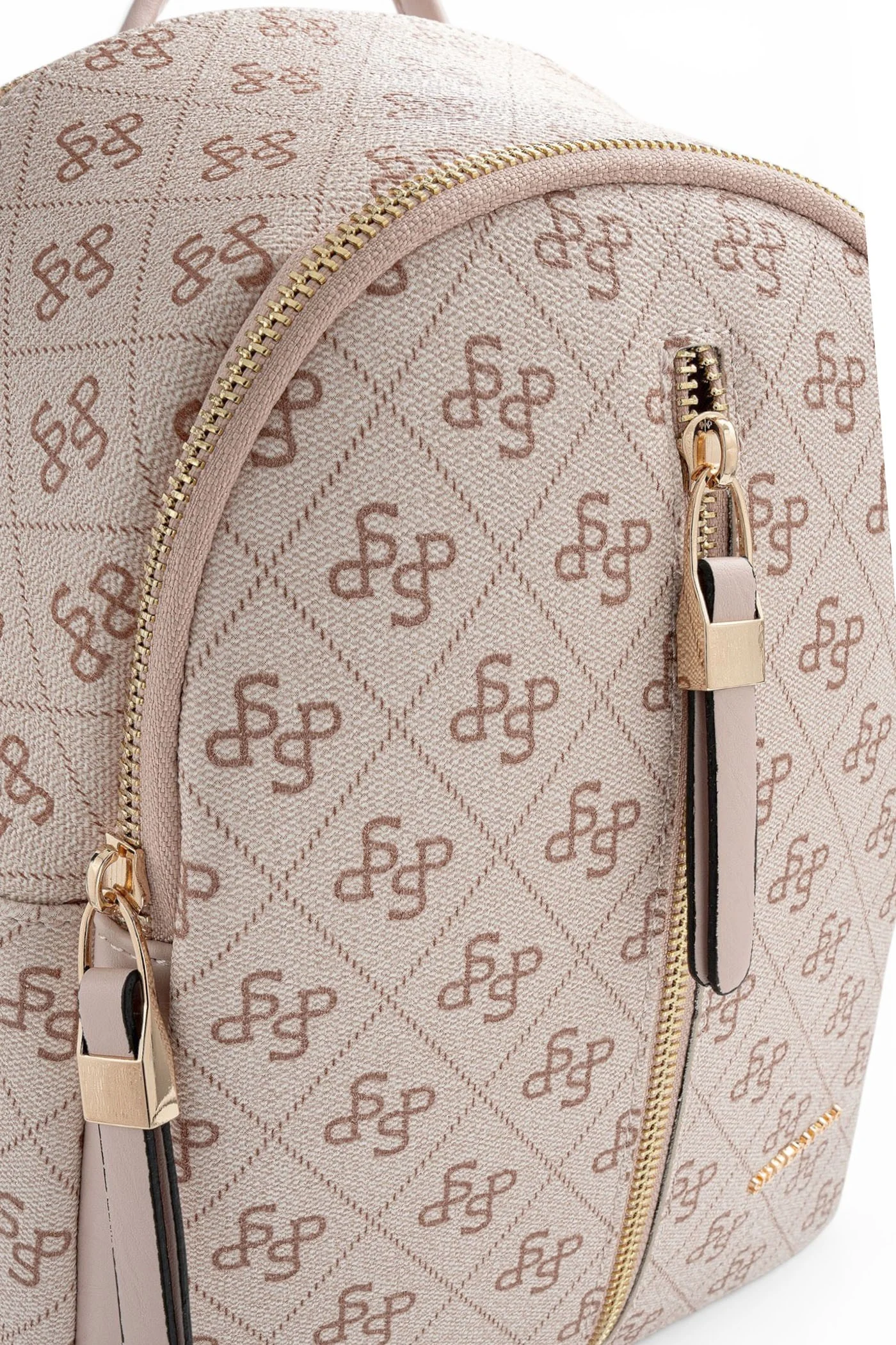 Silver Polo Pembe - Pudra Monogram Kadın Sırt Çantası SP901 4