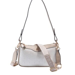 Дамска чанта Silver&Polo седеф с монограм от водоустойчива еко кожа с регулируема презрамка