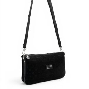Дамска чанта Silver&Polo черна от еко кожа с дълга регулируема презрамка и къса дръжка