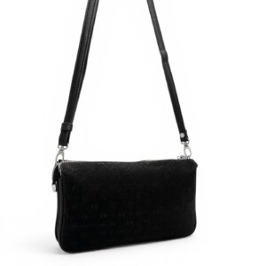 Дамска чанта Silver&Polo черна от еко кожа с дълга регулируема презрамка и къса дръжка