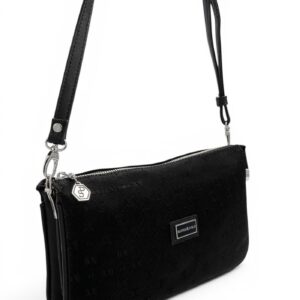Дамска чанта Silver&Polo черна от еко кожа с дълга регулируема презрамка и къса дръжка