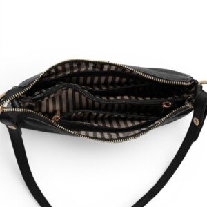 Дамска чанта Silver&Polo черна монограм от водоустойчива еко кожа с регулируема презрамка
