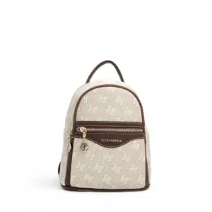 Дамска раница Silver&Polo Taş Kahve Monogram от водоустойчива еко кожа – кафяво-бежов десен