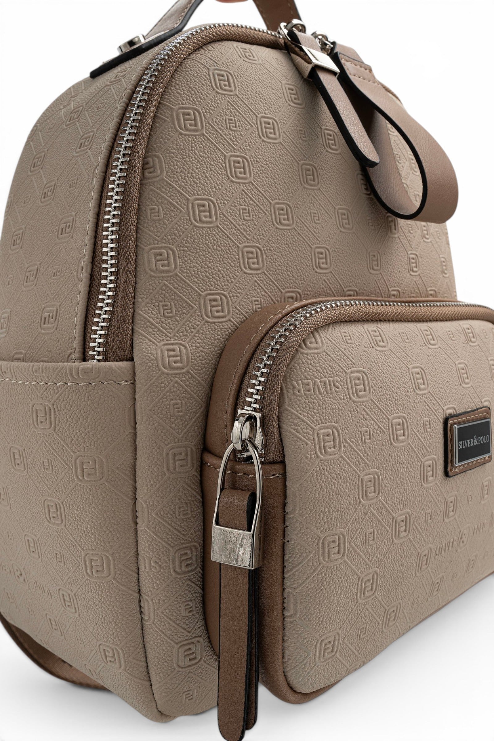 SP1130 Kadın Sırt Çantası Fashion Bej - Latte SP1130-M158 5 Дамска раница Silver&Polo от водоустойчива еко кожа – бежова