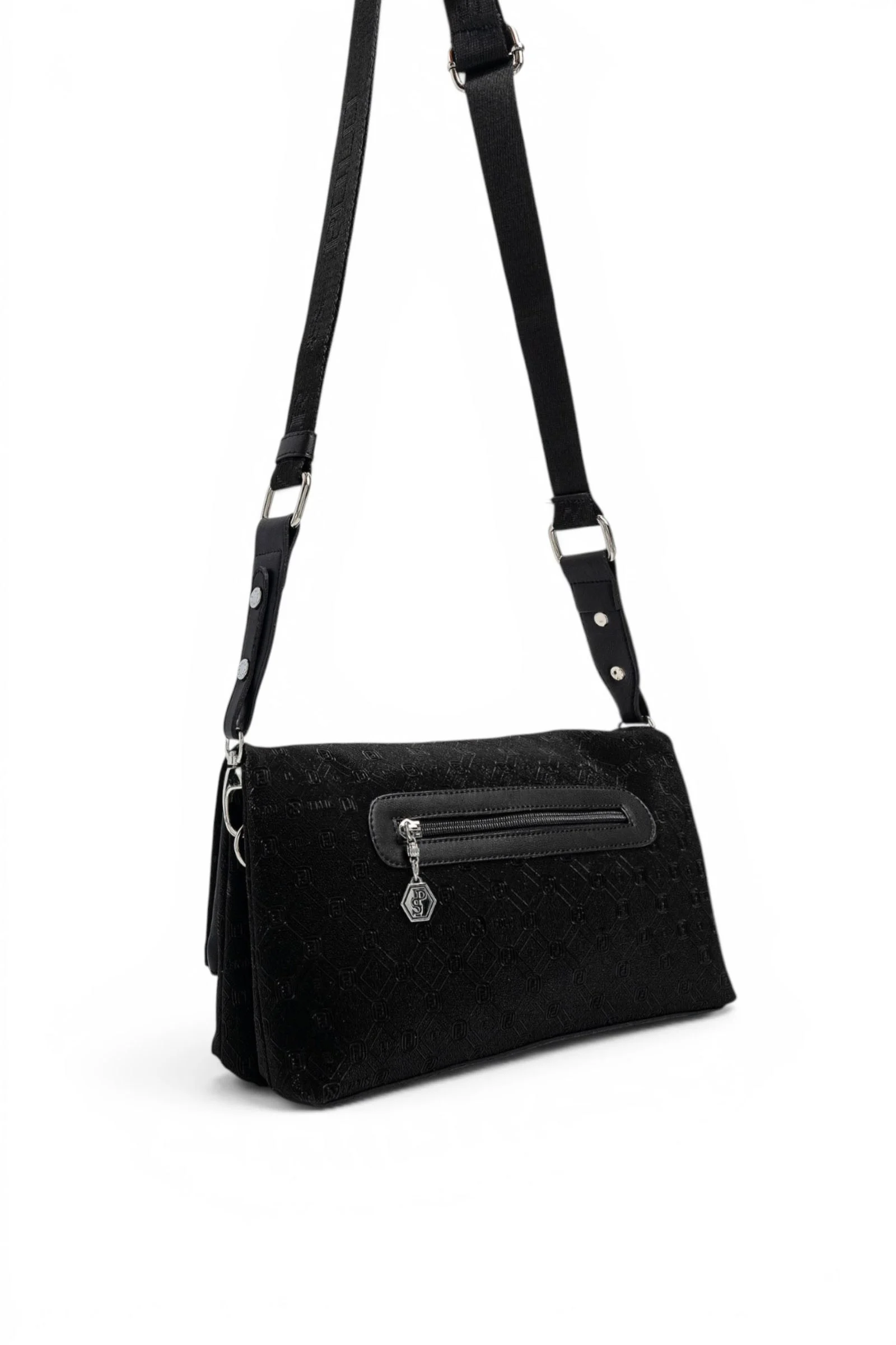 SP1278 Kadın Çapraz Çanta Fashion Siyah - Siyah SP1278-M158 2 Дамска чанта Silver&Polo през рамо от черна еко кожа