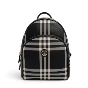Дамска раница SILVER&POLO черно каре от еко кожа