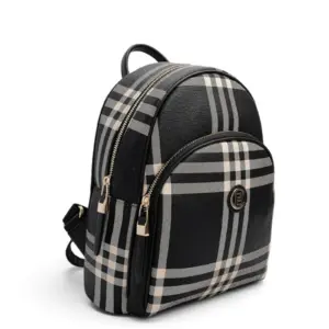 Дамска раница SILVER&POLO черно каре от еко кожа