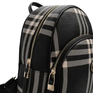 Дамска раница SILVER&POLO черно каре от еко кожа