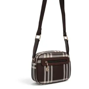 SP1111 Kadın Çapraz Çanta Çizgili Ekose Kahve - Kahve SP1111-M212 2 Дамска кросбоди чанта Silver&Polo SP1111 от висок клас еко кожа