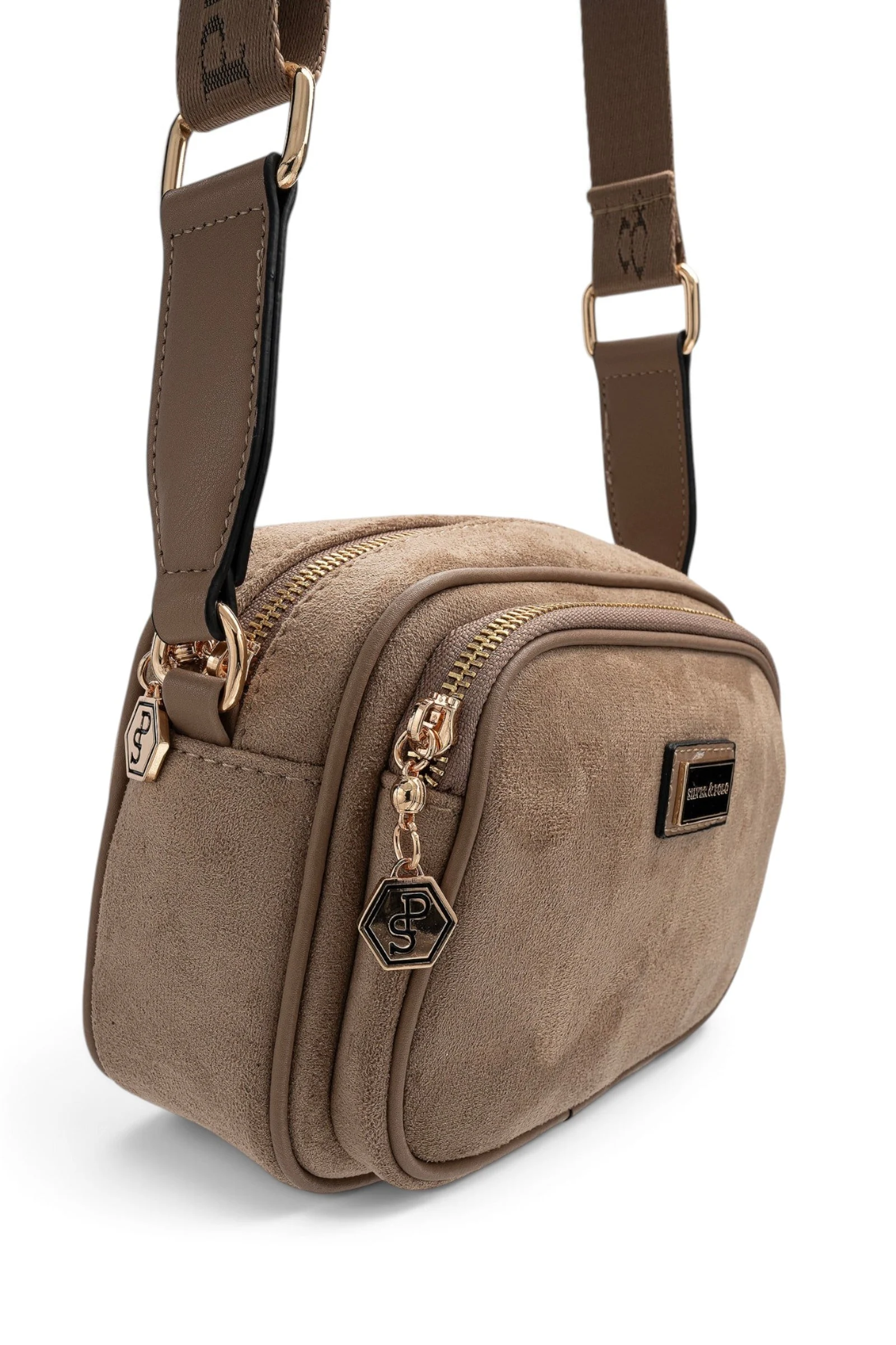 SP1111 Kadın Çapraz Çanta Süet Vizon - Latte SP1111-M12 3 Дамска кросбоди чанта Silver&Polo SP1111 от еко велур