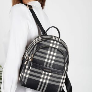 Дамска раница Silver&Polo черно каре от фолирана еко кожа