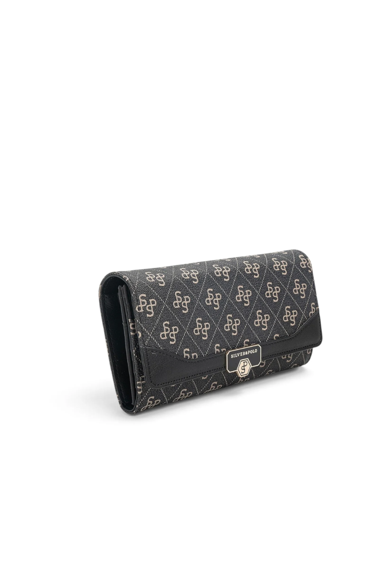 SP979 Kadın Cüzdan & Kartlık Monogram Füme - Siyah SP979-M178 1 Дамско портмоне и картодържател Silver&Polo SP979