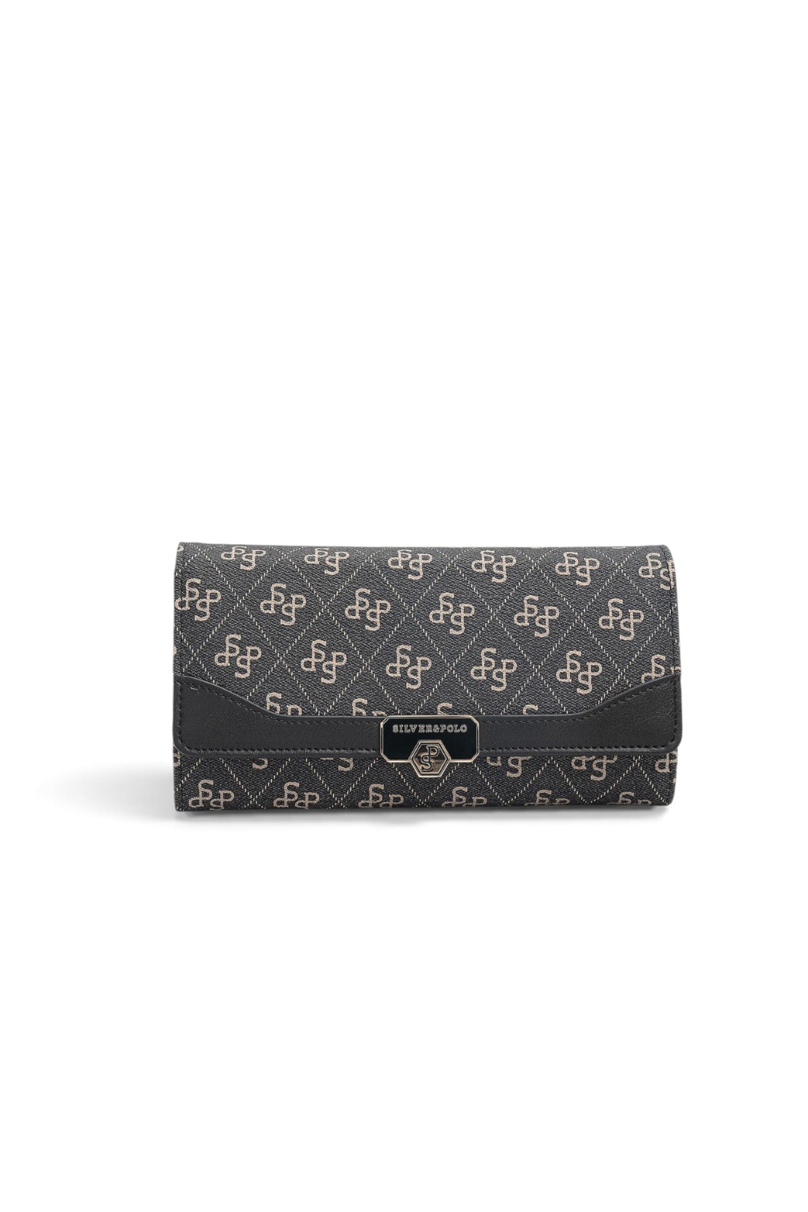 SP979 Kadın Cüzdan & Kartlık Monogram Füme - Siyah SP979-M178 Дамско портмоне и картодържател Silver&Polo SP979