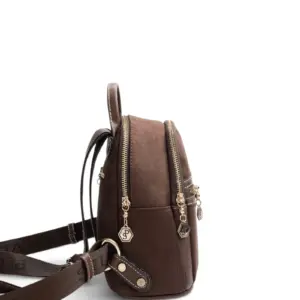 Дамска раница Silver&Polo от еко велур – тъмно кафява