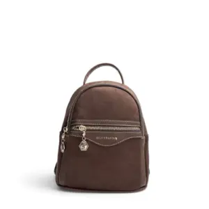 Дамска раница Silver&Polo от еко велур – тъмно кафява
