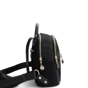 SP983 Kadın Sırt Çantası Süet Siyah - Siyah SP983-M12 2 Дамска раница Silver&Polo от еко велур – черна