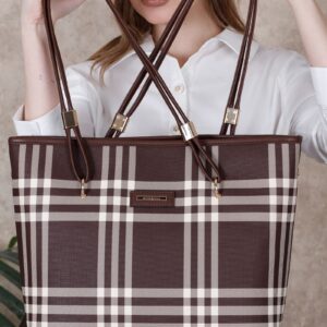 Дамска чанта Silver&Polo кафява с каре десен