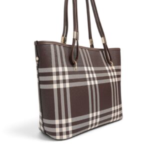 Дамска чанта Silver&Polo кафява с каре десен