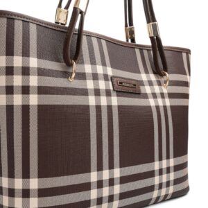 Дамска чанта Silver&Polo кафява с каре десен