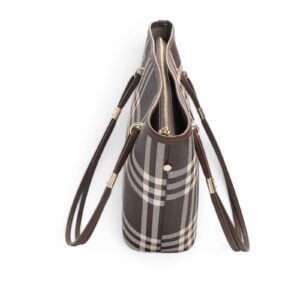 Дамска чанта Silver&Polo кафява с каре десен