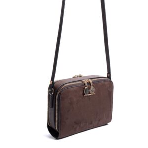 Тъмно кафява дамска чанта Silver&Polo от еко велур