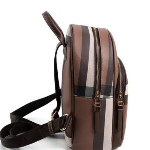 Silver Polo Koyu Kahve - Kahve Ekose Kadın Sırt Çantası SP1062 3 Дамска раница Silver&Polo тъмно кафяво каре от фолирана еко кожа