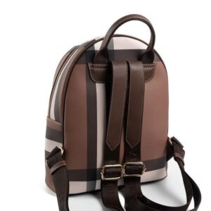Silver Polo Koyu Kahve - Kahve Ekose Kadın Sırt Çantası SP1062 4 Дамска раница Silver&Polo тъмно кафяво каре от фолирана еко кожа