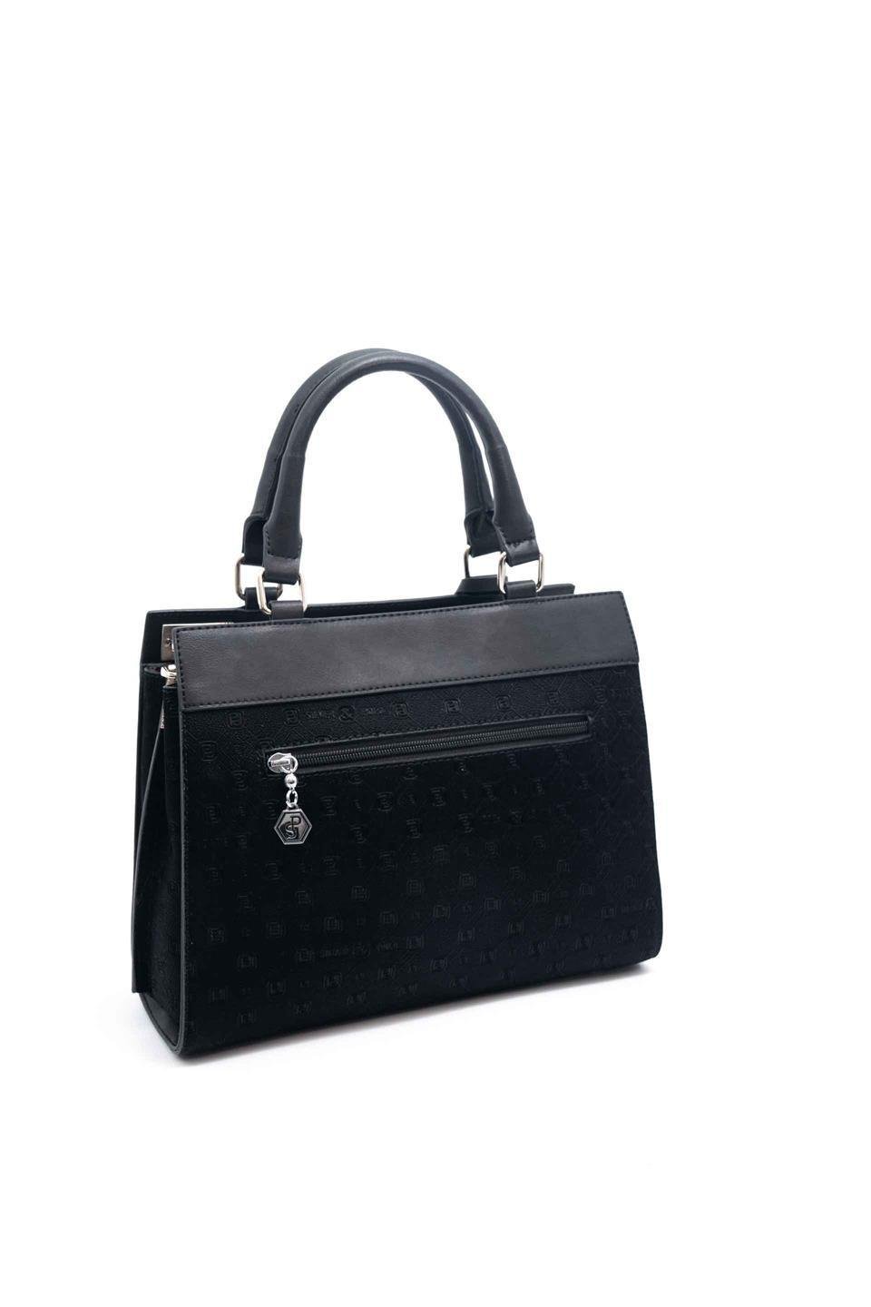 Silver Polo Siyah - Siyah Fashion Kadın El Çantası SP1174 4 Дамска черна чанта SILVER&POLO от еко кожа