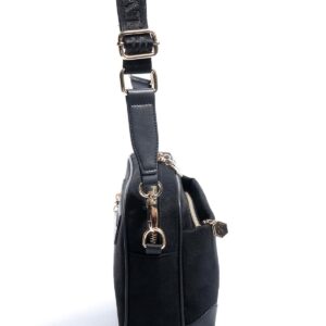 Silver Polo Siyah - Siyah Süet Kadın Çapraz Çanta SP1094 2 Черна дамска чанта Silver&Polo от еко велур