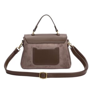 Дамска чанта Paolo Bags в цвят каки от еко велур и кожа