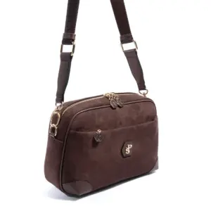 Дамска чанта SILVER&POLO от еко велур в тъмно кафяв цвят