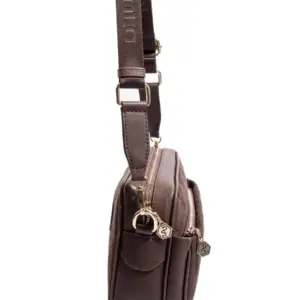 Тъмнокафява дамска чанта Silver&Polo с регулируема презрамка и ципове