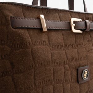 Кафява дамска чанта Silver&Polo SP1298-M223 от висококачествен велур с елегантен дизайн