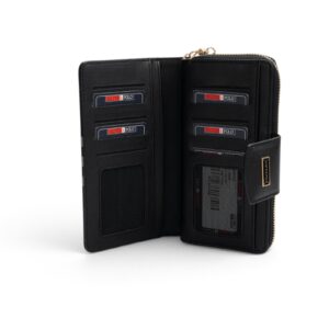 SP928 Kadın Cüzdan & Kartlık Çizgili Ekose Siyah - Siyah SP928-M212 3 Дамско портмоне Silver&Polo SP928 от висококачествена еко кожа с кариран дизайн