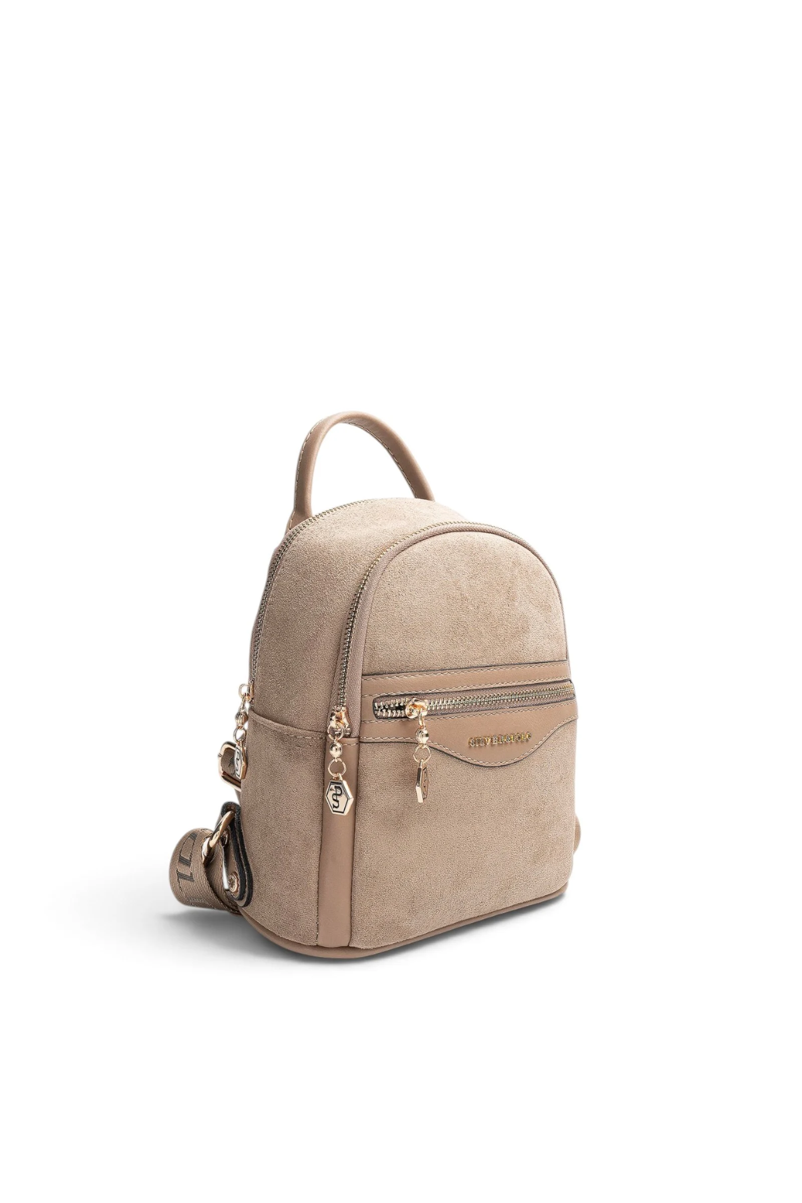 SP983 Kadın Sırt Çantası Süet Vizon - Latte SP983-M12 1 Дамска раница Silver&Polo в цвят визон латте от еко велур с горна дръжка и практични отделения