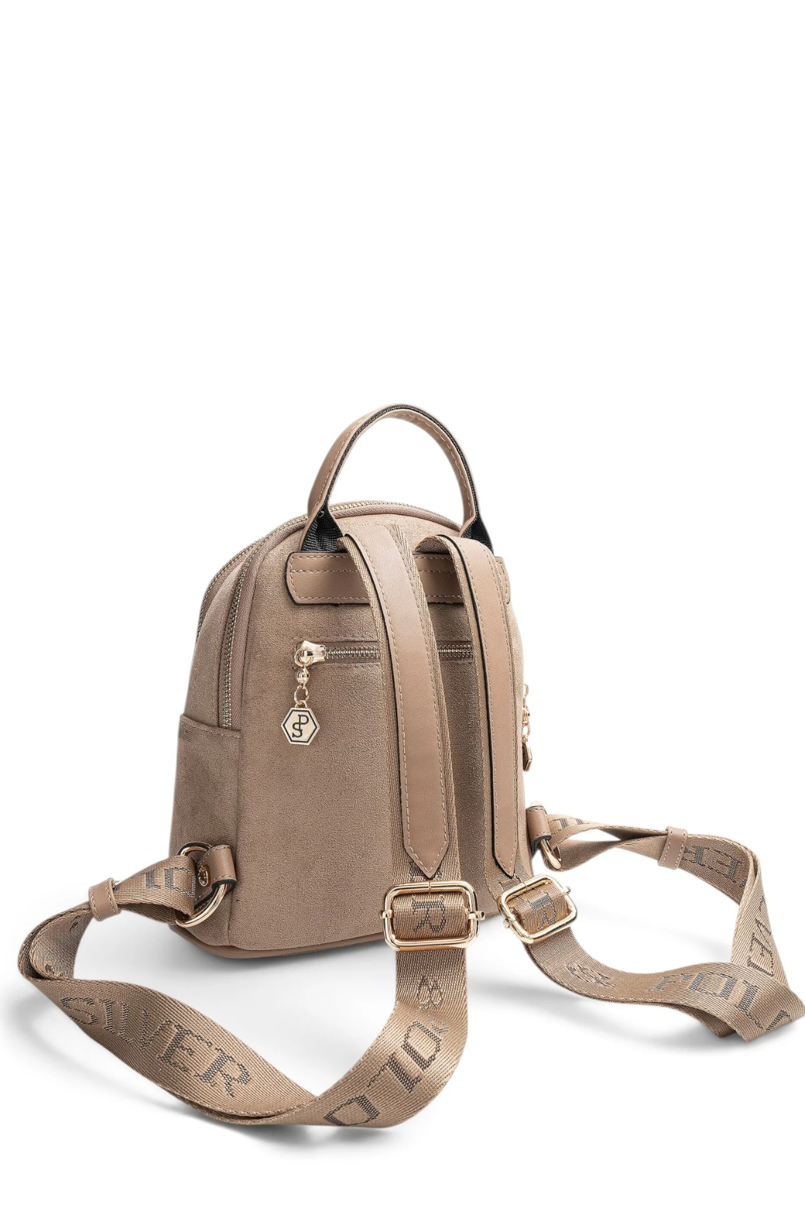 SP983 Kadın Sırt Çantası Süet Vizon - Latte SP983-M12 3 Дамска раница Silver&Polo в цвят визон латте от еко велур с горна дръжка и практични отделения