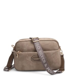Дамска чанта Silver&Polo в цвят визон лате с регулируема презрамка и ципове