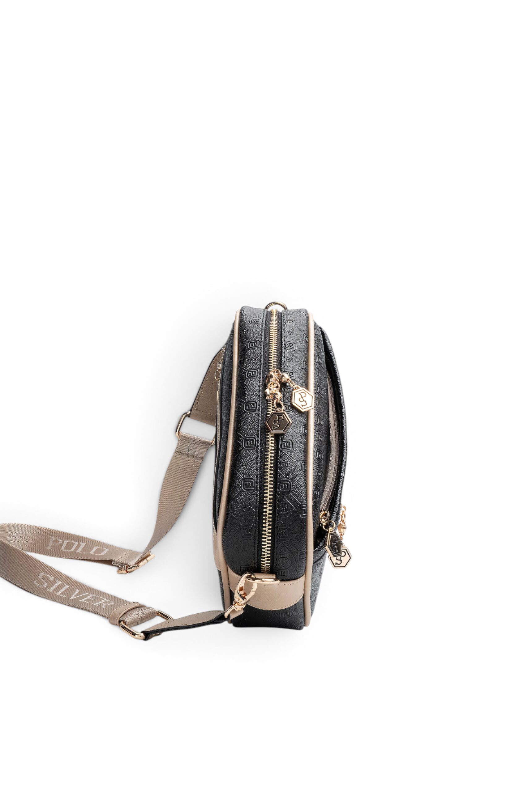 Silver Polo Siyah - S.Nut Logolu Kadın Çapraz Çanta SP1297 4 Черна дамска чанта Silver&Polo SP1297 от еко кожа с регулируема презрамка и елегантен дизайн