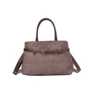 Дамска чанта таупе Paolo Bags от еко кожа и велур